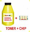 TONER IN BOTTLE & CHIP  YELLOW KONICA MINOLTA 1600W 1650MF 1680MF 1690MF