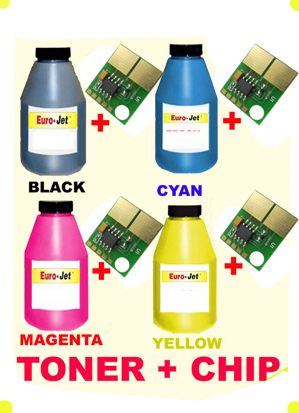 TONER  SET IN BOTTLE  & CHIP FOR XEROX 6180 BK+C+M+Y