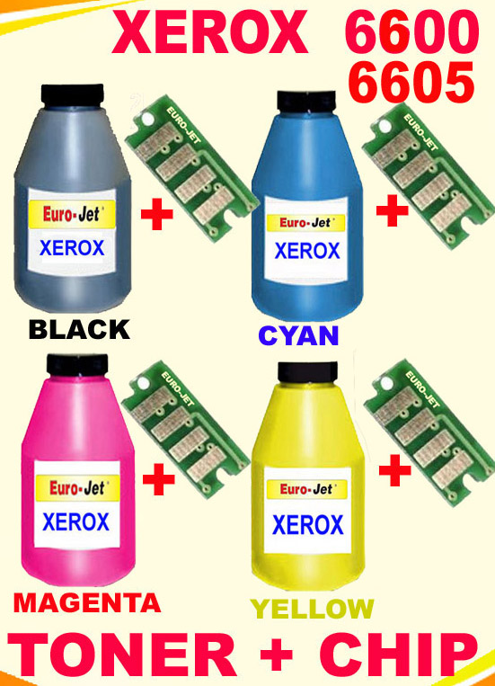 ΣΥΜΒΑΤΟ TONER BOTTLES & CHIP XEROX 6000, 6010, 6015 Black+CYAN+MAGENTA+YELLOW