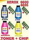 ΣΥΜΒΑΤΟ TONER BOTTLES & CHIP XEROX 6000, 6010, 6015 Black+CYAN+MAGENTA+YELLOW