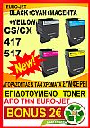 ΣΥΜΒΑΤA TONER LEXMARK SET CS417, CS517, CX417, CX517 BLACK+CYAN+MAGENTA+YELLOW High Capacity