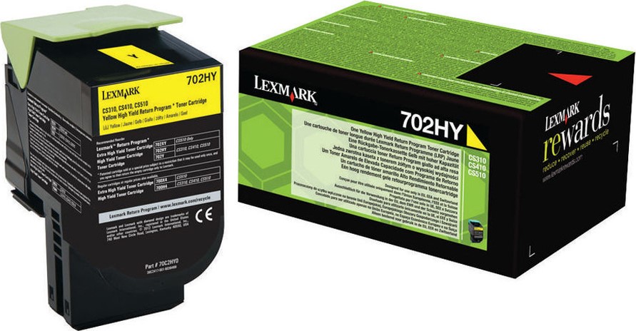 Lexmark 702HY Toner Laser Εκτυπωτή Κίτρινο High Yield Return Program 3000 Σελίδων (70C2HY0)