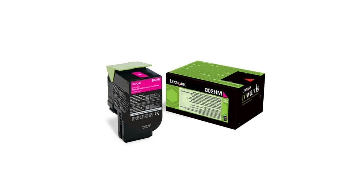 Lexmark 802HM Γνήσιο Toner Laser Εκτυπωτή Ματζέντα High Yield Extra High Yield 3000 Σελίδων 80C2HM0