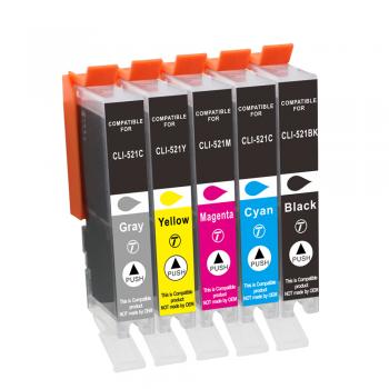 ΣΥΜΒΑΤΟ Set Canon PGI-520BK & CLI-521BK/C/M/Y with chip (5 τεμαχια)