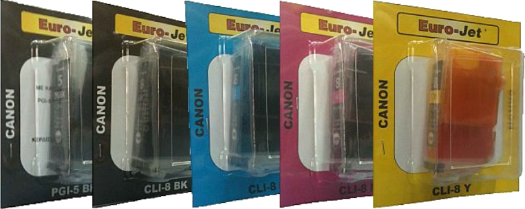 ΣΥΜΒΑΤΟ SET CANON PGI-5BK & CLI-8BK/C/M/Y with chip (5 τεμαχια)